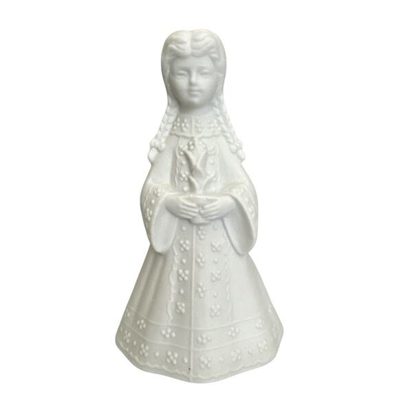 Delicate Bisque Porcelain AES Japan Choir Girl Bell 5” - Picture 1 of 10